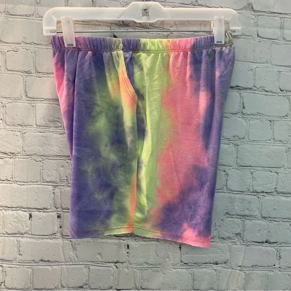 Pink Purple Neon Green Tie Dye Lounge Sweat Short Size Small